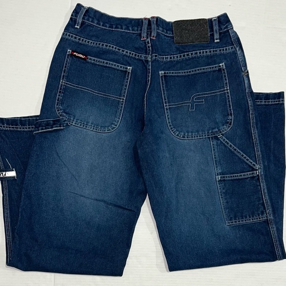 Vintage Fubu Collection Carpenter Jeans Women W13/14 Y2k Wide Leg Baggy - Picture 1 of 12
